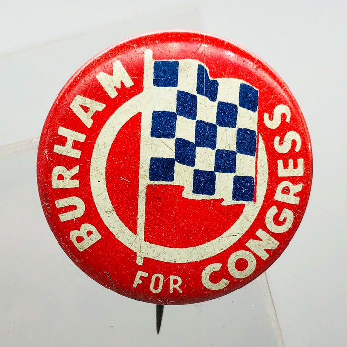 Burham For Congress Button Pin 1" Vintage Political Campaign Union Made Red 4