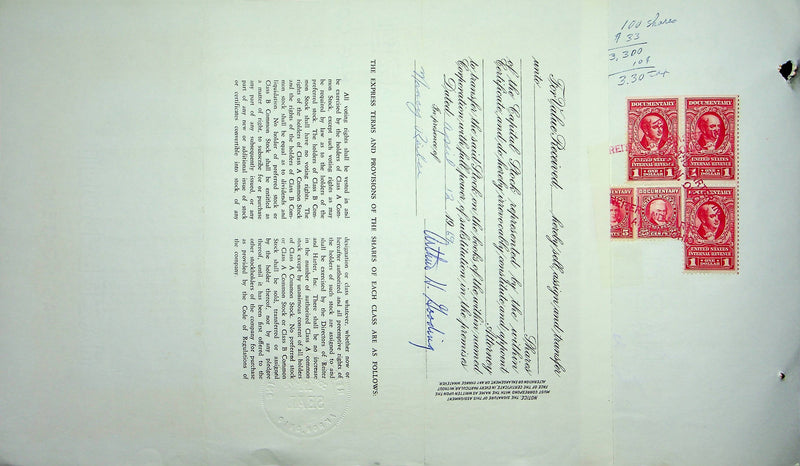 Reiter Dairy Company Stock Certificate Bond Scripophilly Akron Ohio 1966 No 286