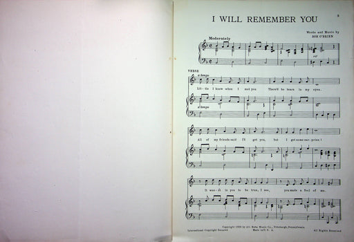 Tony Domain Sheet Music I Will Remember You 1953 Bob O'Brien Signed Piano Vocal 2