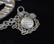 Vintage Bill Blass: Silver Tone Hammered Texture Oval Chain Necklace - 20.5" 5