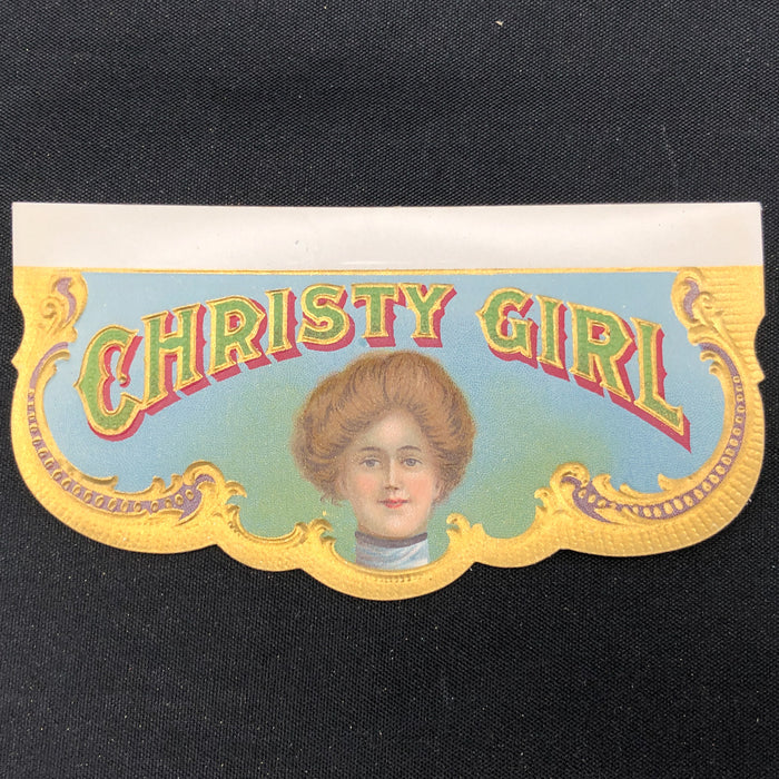 Christy Girl Cigar Label Box Wrapper Original Embossed Lithograph Unused Vintage