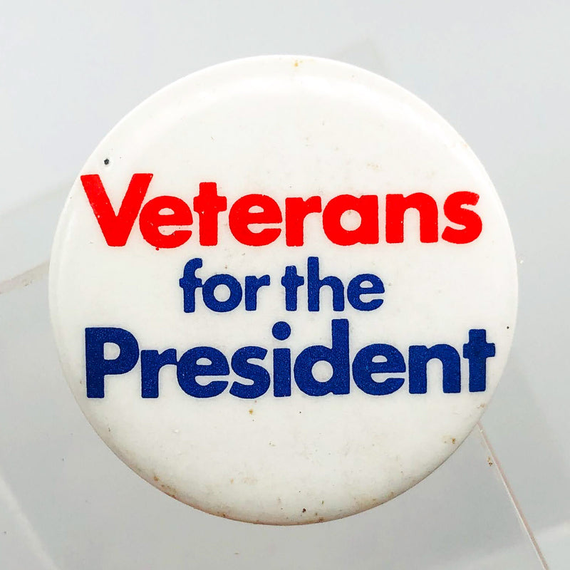 Veterans For The President Button 1.25" Pinback Vintage Columbia Advertising NYC