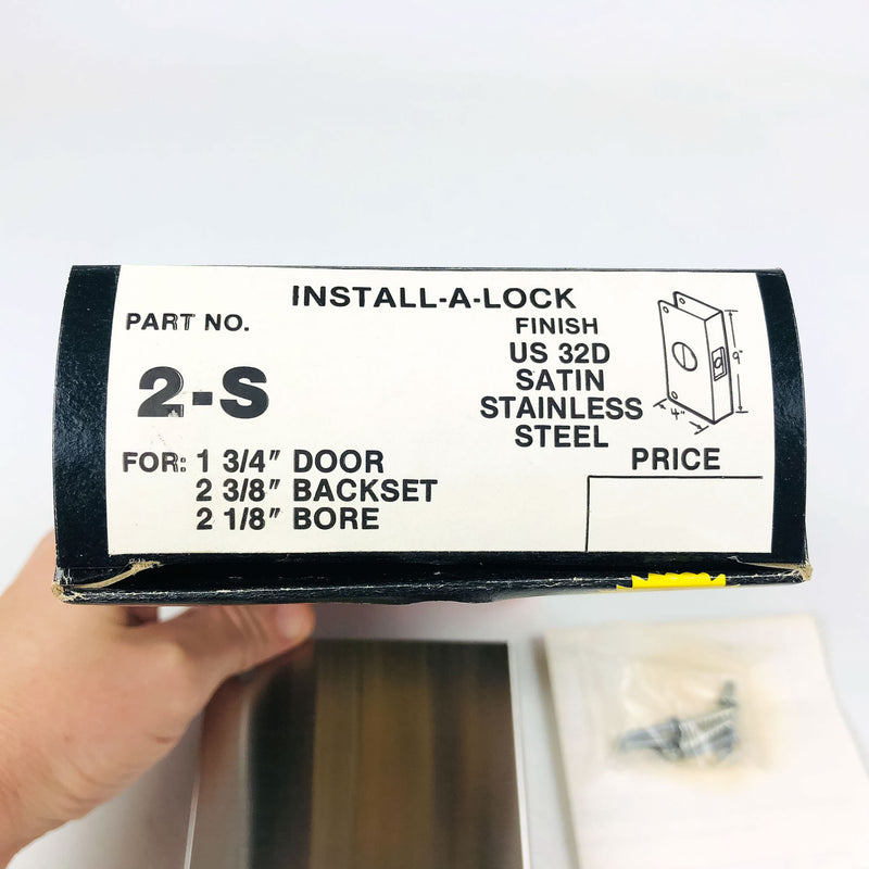 Mag Install-A-Lock Door Lock Reinforcer Repair Guard 2-S Satin Stainless Steel