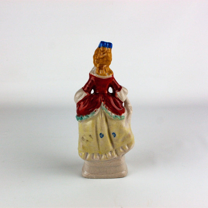 Occupied Japan Victorian Woman w/ Red Yellow Dress 7 Inches 3