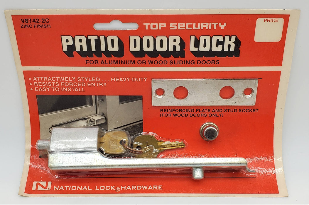 Patio Door Lock Sliding Doors Wood or Aluminum Keyed National Lock Zinc Finish