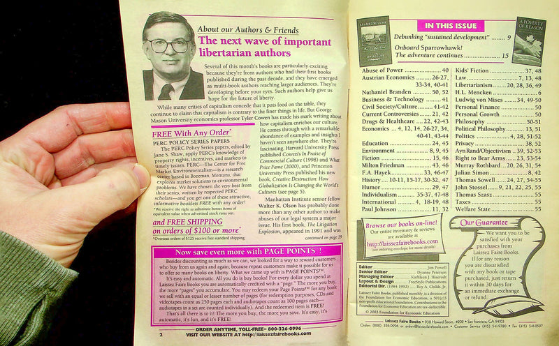 Laissez Faire Books Catalog Jan-Feb 2003 Activist Writing Tapes Liberal Freedom