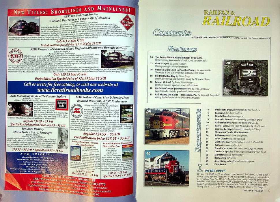 Railfan & Railroad Magazine September 2004 Vol 23 No 9 Donner Diesels Still Roll