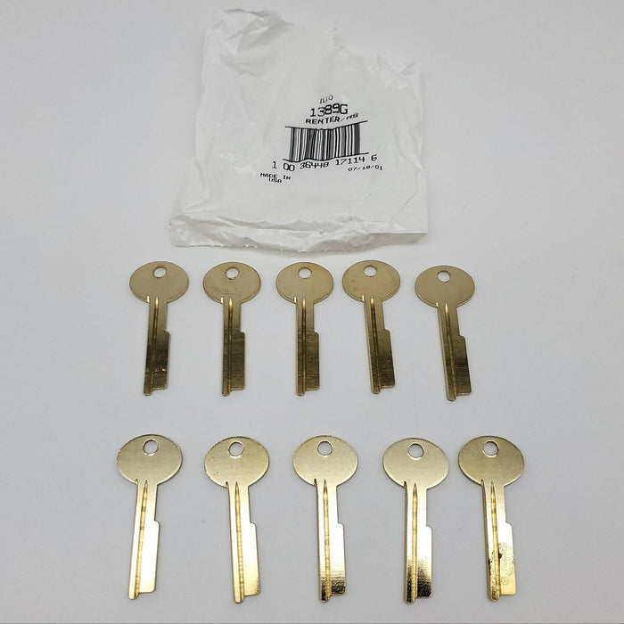 10x Ilco 1389G Key Blanks Safe Deposit Box Renter Nickel Silver Gold Tone NOS