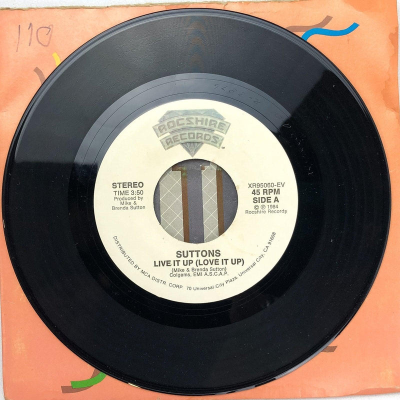 The Suttons 45 RPM 7" Single Live It Up Love It Up / Kraazy Rockshire Records 3
