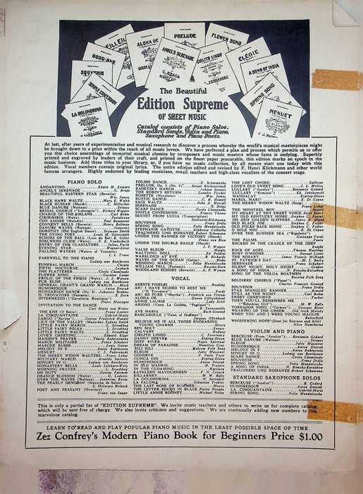 Blue Danube Song Sheet Music Johann Strauss Piano Vocal 1930 Mills Music 4