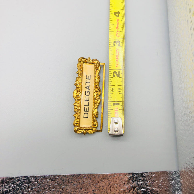 Ribbon Holder Pin Badge Vintage ID Name Tag Button Metal Delegate Brooch Pinback