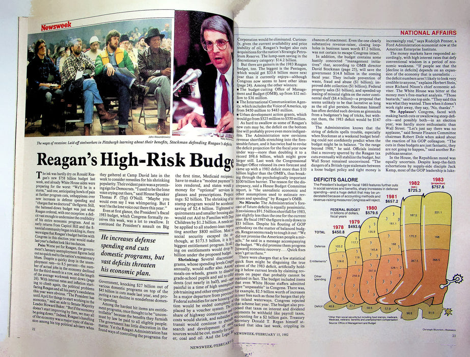 Newsweek Magazine February 15 1982 Diane Keaton Reagan High Risk Federal Budget