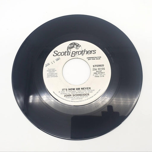 John Schneider It's Now Or Never Single Record Scotti Bros. Records 1981 PROMO 1