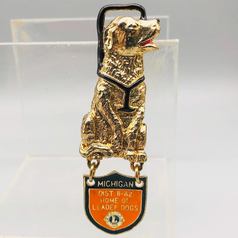 Vintage Lions Club Lapel Pin Pinback Dist 11-A2 Leader Dogs Michigan Labrador