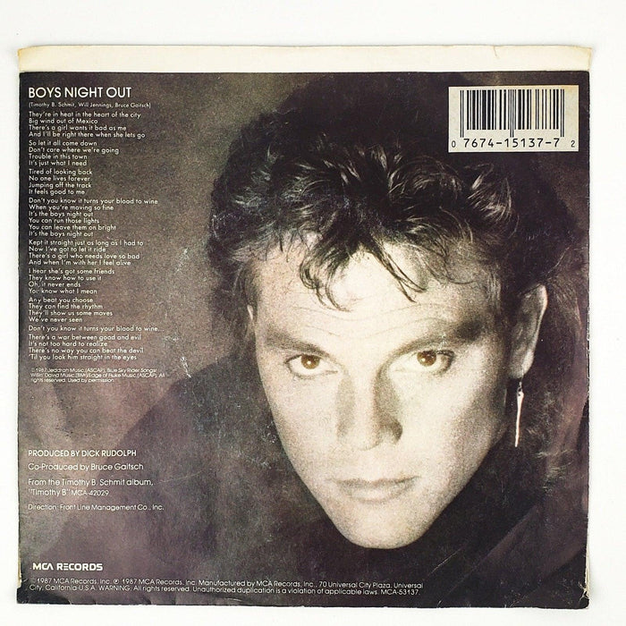 Timothy B Boys Night Out Record 45 RPM Single MCA-53137 MCA Records 1987 2