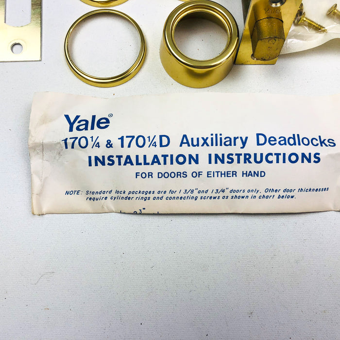 Yale Tubular Deadlock 6 Pin Cylinder Locks 170 1/4 US03 Bright Brass New NOS