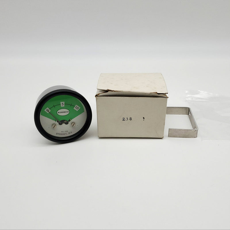 Ademco Voltmeter Dial No 238 10V DC 2-3/4" Face w/ Mount USA Made NOS
