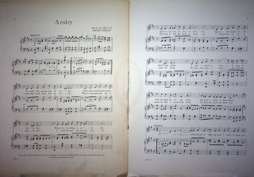 Sheet Music Araby Vocal Irving Berlin Renie Davies 1915 Abarbelle WW1 Song 2