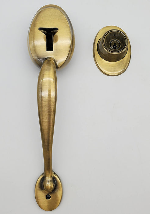 Schlage Door Handleset Grip Satin Brass Colonial Style Dummy Trim 12.5in NO BOX