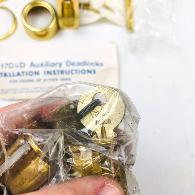 Yale Tubular Deadlock 6 Pin Cylinder Locks 170 1/4 US03 Bright Brass New NOS