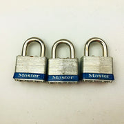 3ct Vintage No 1 Master Lock Padlock 1-1/4" Shackle New NOS Keyed Alike 2943 8