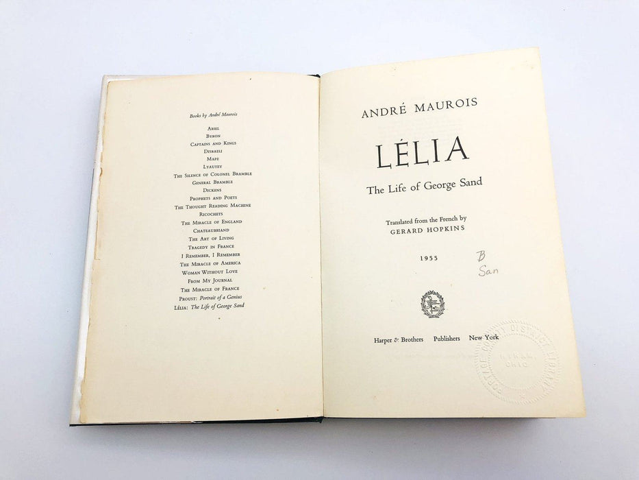 Lelia Hardcover Andre Maurois 1955 Life of George Sand Scandal Ex Library 7