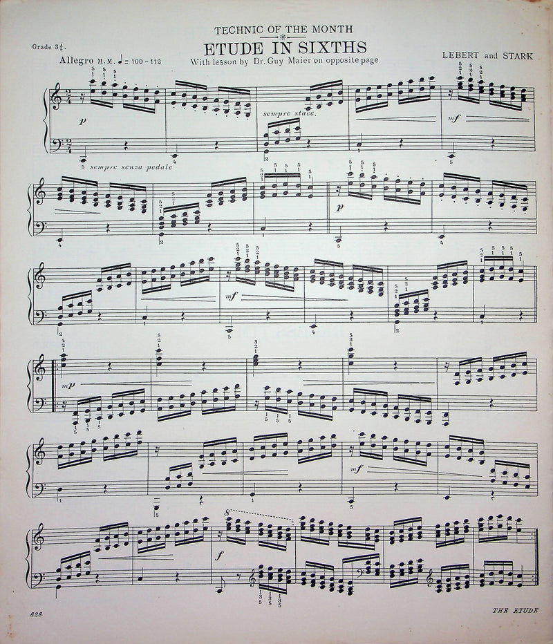 Ballet in White Sheet Music Piano Song Evangeline Lehman 1941 Etude Magazine 2