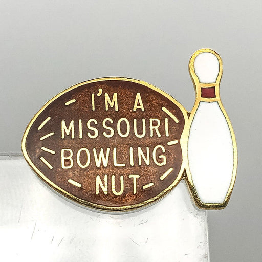 Vintage Bowling Pin Pinback I'm A Missouri Bowling Nut Gift Souvenir Enamel 1