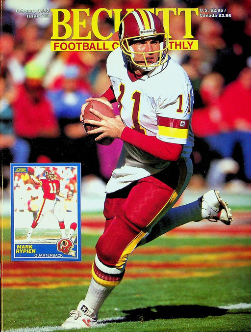 Beckett Football Magazine Feb 1992 # 23 Mark Rypien Harvey Williams Kansas 1 1