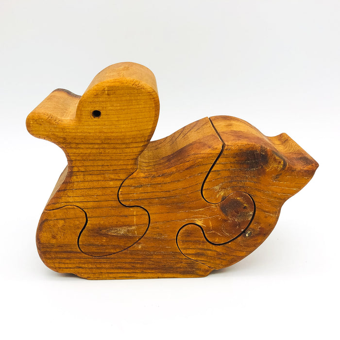 Wood Duck Puzzle Statue Figurine Art Handmade Wooden Toy Shelf Sitter Matte