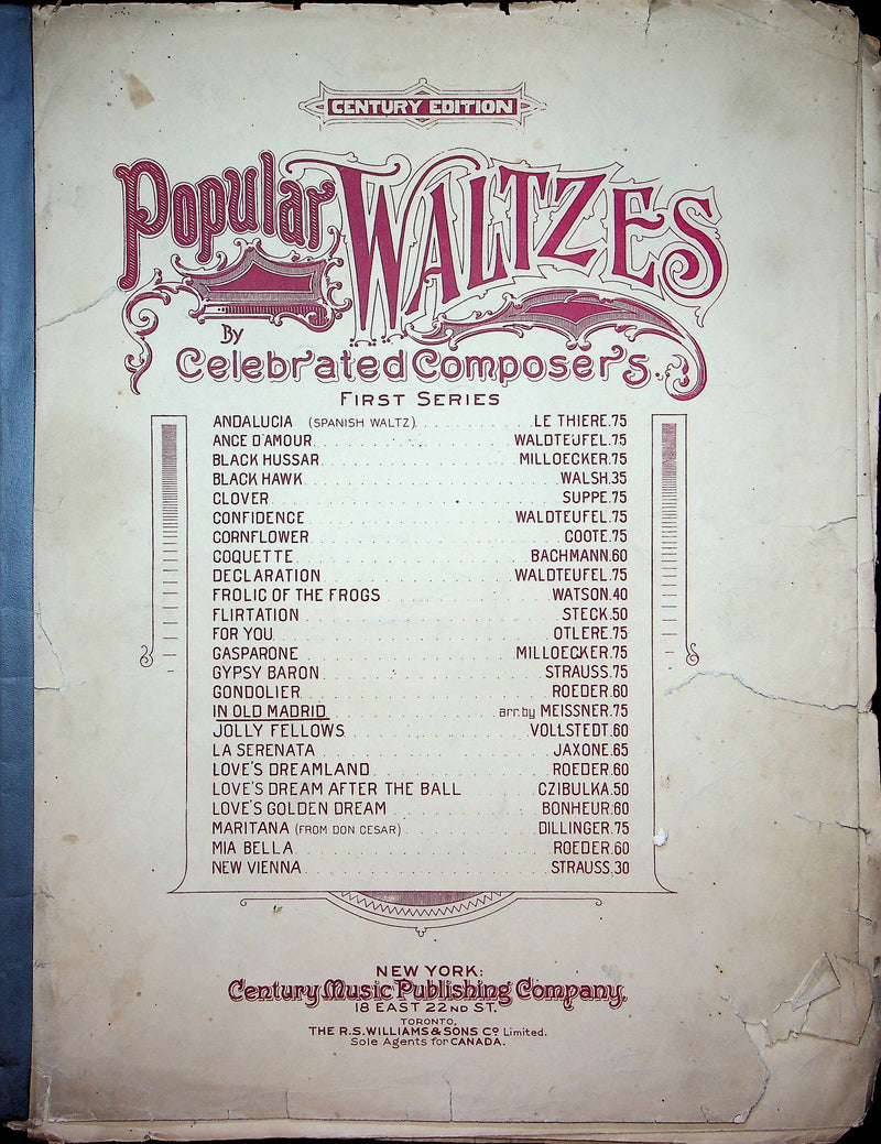 In Old Madrid Waltz Vintage Sheet Music Josef Meissler Piano Song 1