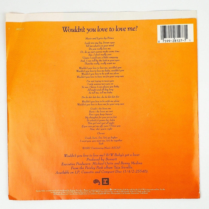 Taja Sevelle Wouldn't You Love To Love Me? Record 45 Single Reprise 1987 Promo 2