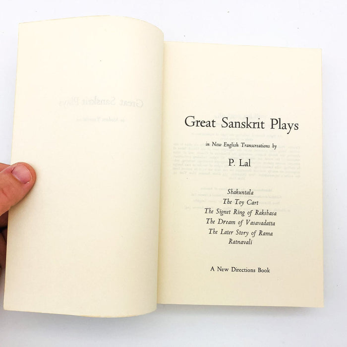 Great Sanskrit Plays SC P. Lal 1964 Fables Stories Translated The Toy Cart 6