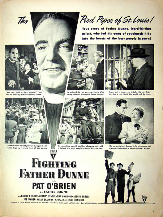 1948 Fighting Father Dunne Movie Print Ad Starring Pat O'Brien RKO 14"x10"