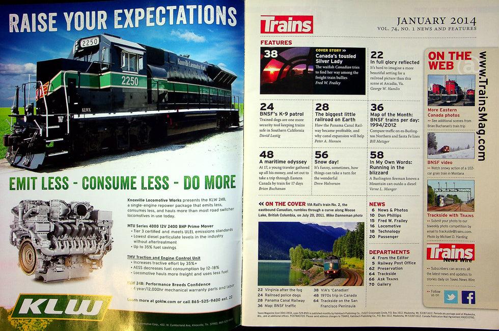 Trains Railroading Magazine January 2014 Vol 74 No 1 Steamliner Lives, How Long?