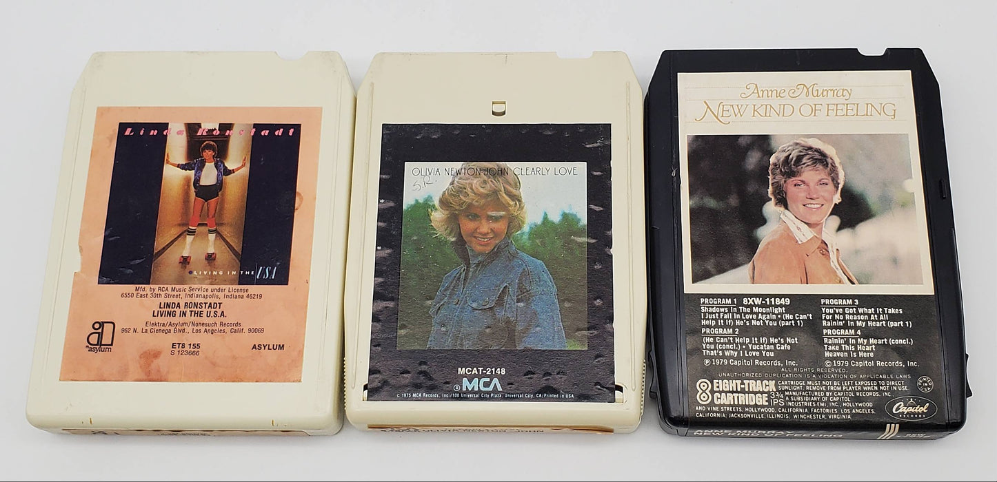 Linda Ronstadt, Olivia Newton-John & Anne Murray Female Lead Vocal 8-Track Tapes