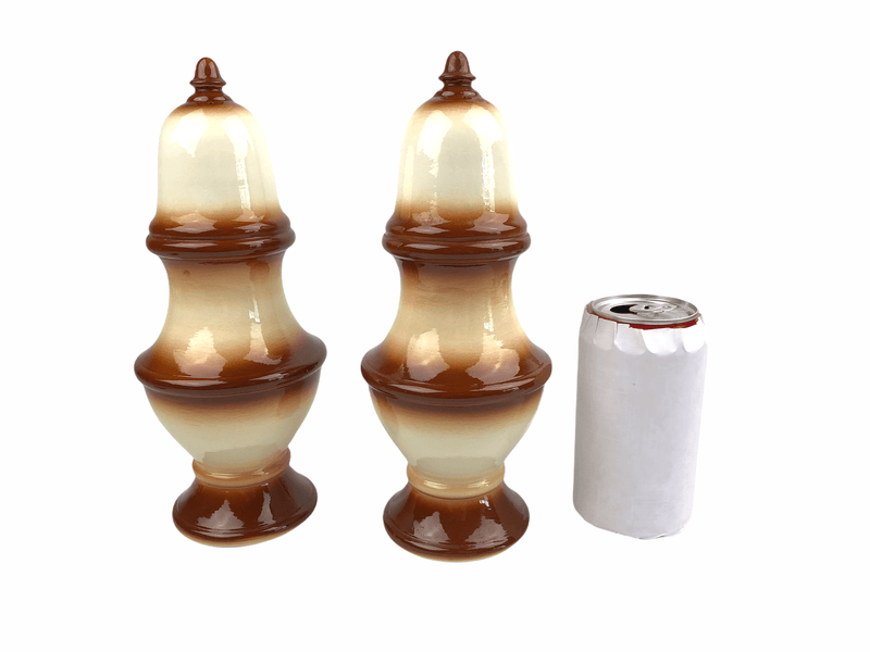 Large Pawn Chess Ceramic Salt & Pepper Shakers 10" Tall Vintage Signed HN 8