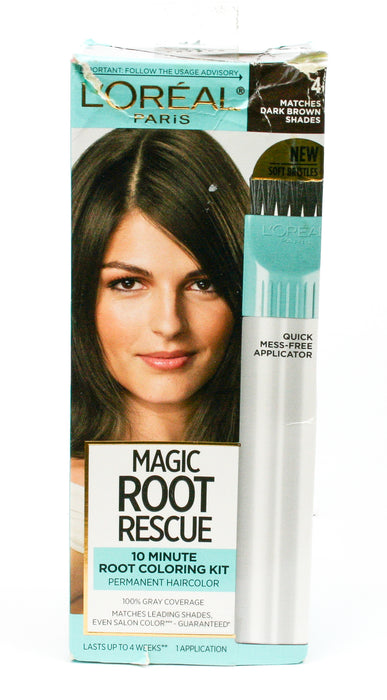 L'Oreal Paris Magic Root Rescue 10 Min Root Coloring Kit, #4 D Brown BOX DMG