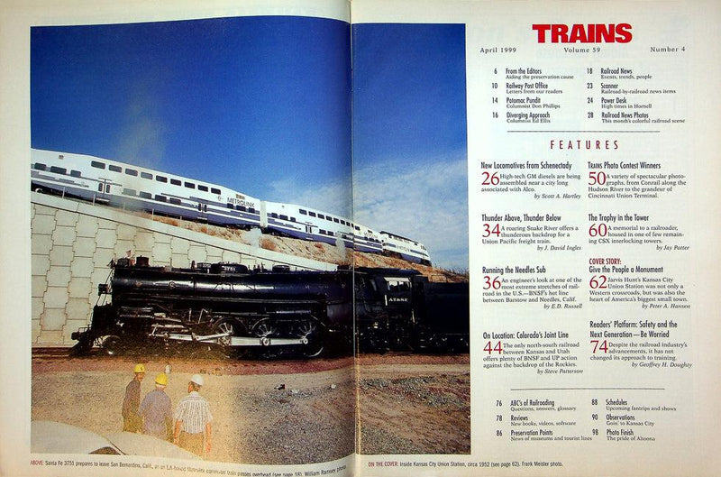 Trains Magazine April 1999 Vol 59 No 4 Kansas City Union Station