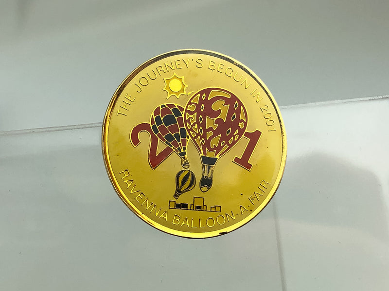 Vintage Ravenna Ohio Balloon A-Fair Lapel Pin The Journey's Begun 2001 Hot Air