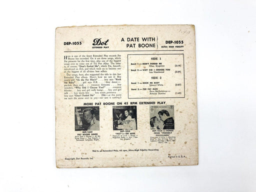 Pat Boone A Date With Pat Boone Record 45 RPM 7" EP DEP-1055 Dot Records 1957 2