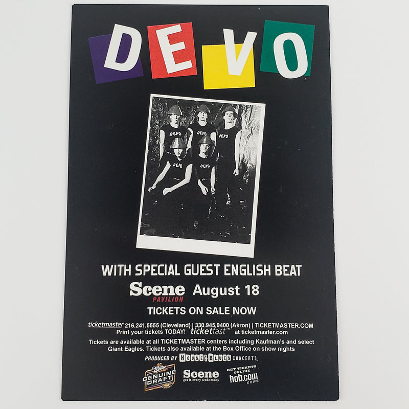 DEVO w/ Special Guest English Beat AUG 18 2005 Scene Pavilion Rack Card Postcard
