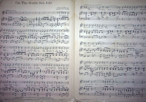 Sheet Music On The South Sea Isle Harry Von Tilzer 1916 Irene Bordoni Hawaiian 2