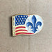 American Flag Baseball Lapel Pin Fleur de Lis Blue Greek 1
