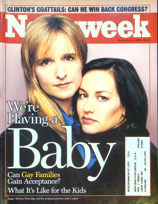 Newsweek Magazine November 4 1996 Singer Melissa Etheridge Julie Cypher Pregnant