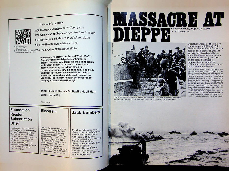 History Second World War WW2 Magazine 1973 Part 37 Massacre at Dieppe Lidice 3