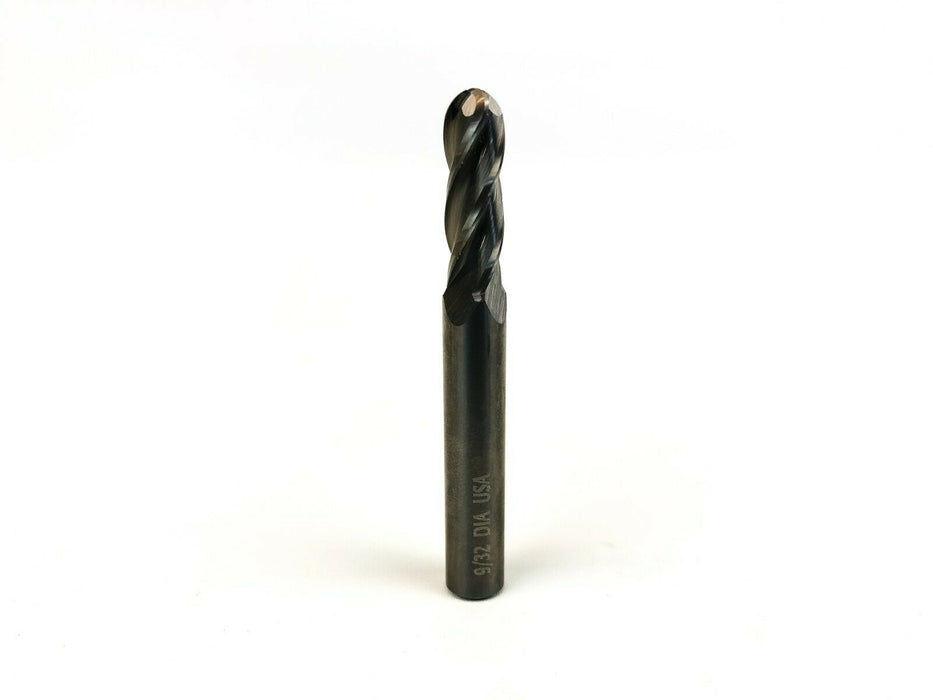 Ball Nose End Mill 9/32" x 2-1/2" Solid Carbide 3/4" LOC Cleveland C63542 4-FL 3