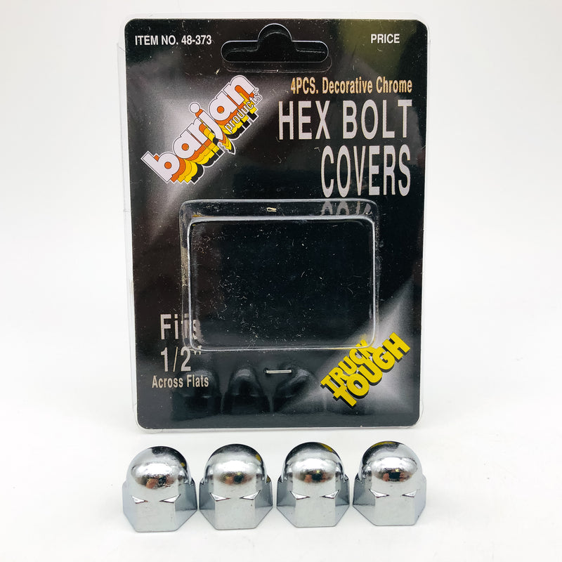 4pk Chrome 1/2" Hex Bolt Covers Metal Acorn Nut Caps Custom Car Truck Motorcycle