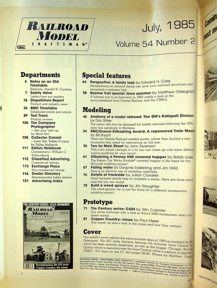 Railroad Model Craftsman Magazine July 1985 Vol 54 No 2 Summertime Modeling