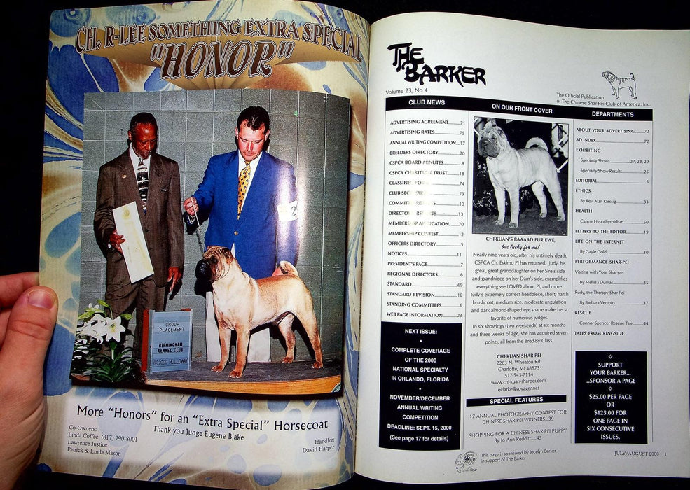 The Barker Magazine July August 2000 Shar-Pei Dog Rescue Canine Hypothyroidism